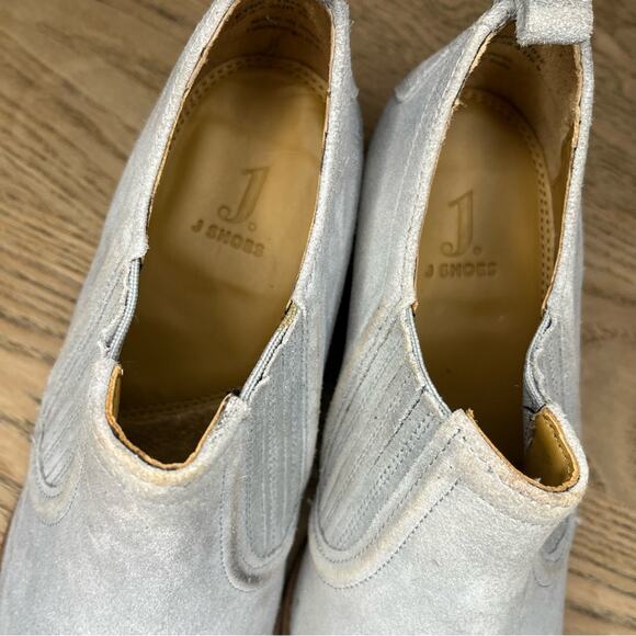 J. Shoes Eyre Gray Suede Booties Western Slip On Block Heel Boots Women’s Size 9 main image 4